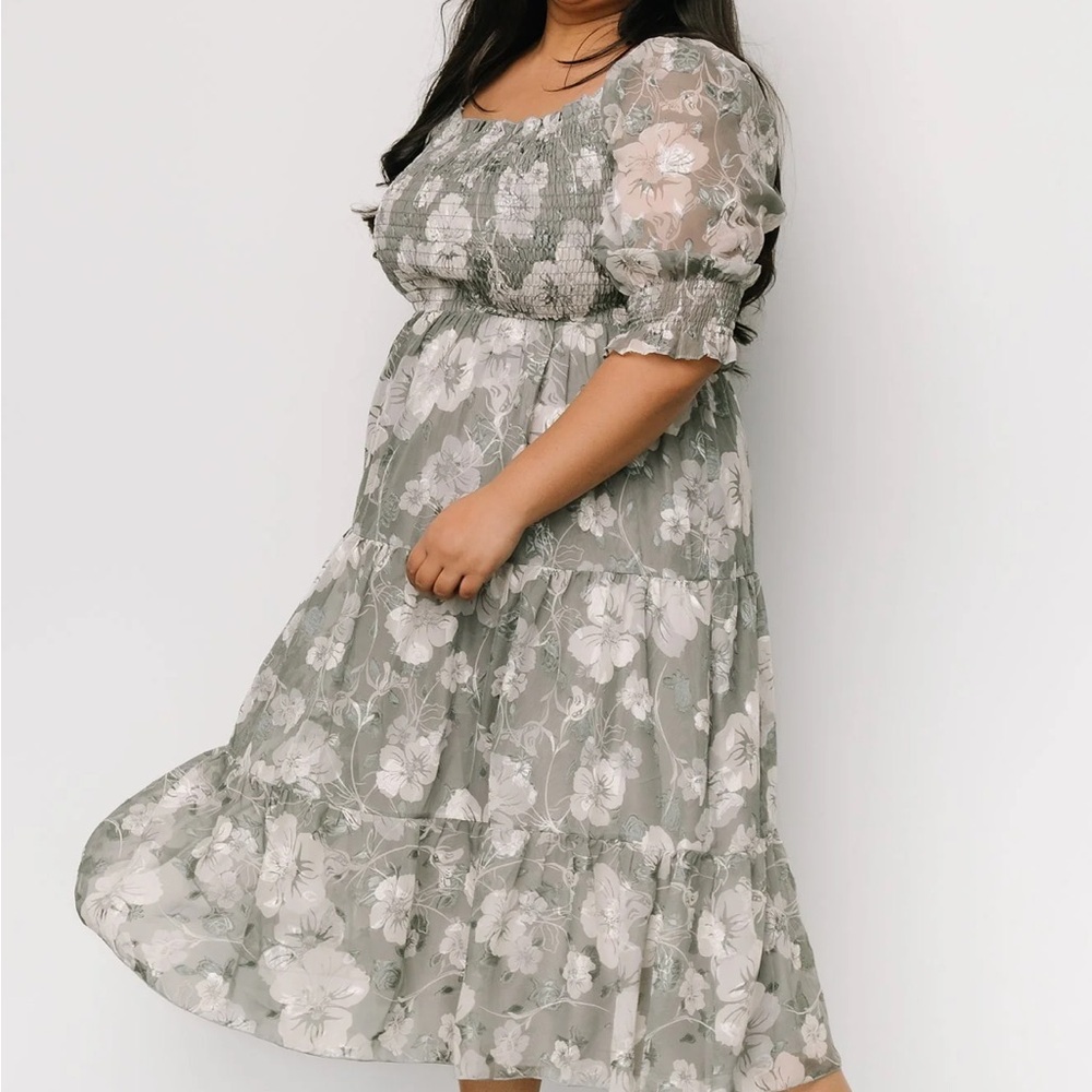 Baltic Born Midi Dress - Floral Dusty Sage